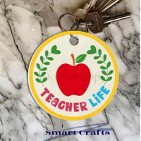 UV-DTF Transfer for Circle Keyring - Teacher Life 