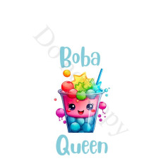 UV-DTF Transfer for Boba Tea Keyring - Style 3 - Boba Queen