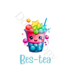 UV-DTF Transfer for Boba Tea Keyring - Style 5 - Bes-Tea