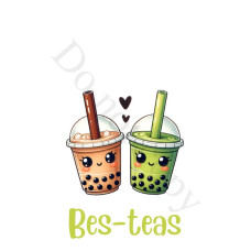 UV-DTF Transfer for Boba Tea Keyring - Style 8 - Bes-Teas (2 Cups)
