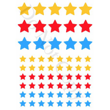 Style 3 - Mixed Primary Colour Stars Sheet of Mix and Match UV-DTF Designs