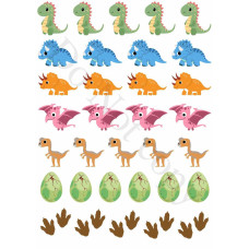Style 49 - Mixed Cartoon Dinosaur Sheet of Mix and Match UV-DTF Designs