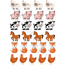 Style 33 - Mixed Farmyard Animals Sheet of Mix and Match UV-DTF Designs