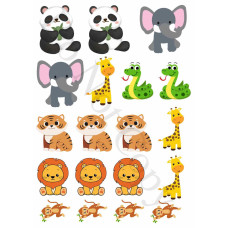 Style 34 - Mixed Safari Animals Sheet of Mix and Match UV-DTF Designs