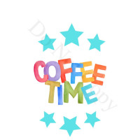 UV-DTF Transfer Suitable for Coffee Cup Keyring - Style 7 - Coffee Time Multicoloured