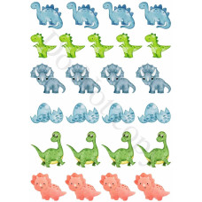 Style 53 - Watercolour Dinosaur Sheet of Mix and Match UV-DTF Designs